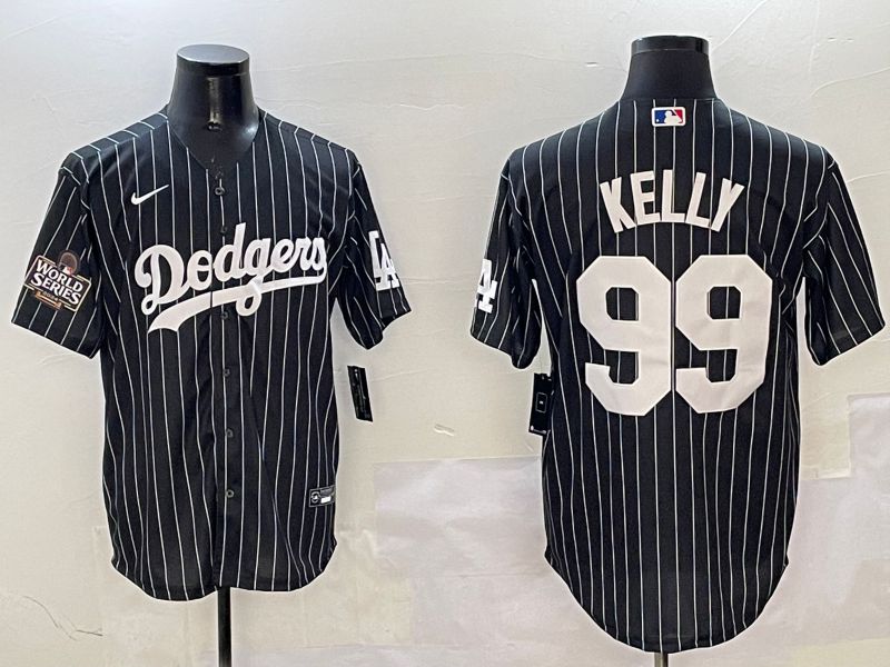 Men Los Angeles Dodgers #99 Kelly Black Stripe Jointly Name 2025 Nike MLB Jersey style 3